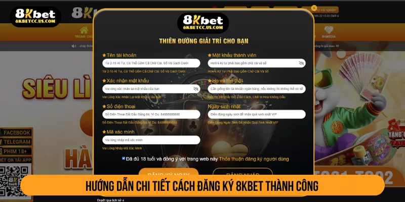 Hướng dẫn chi tiết cách đăng ký 8KBET thành công